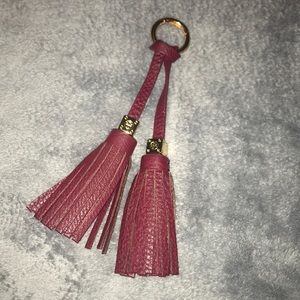 Tory burch leather maroon tassel keychain